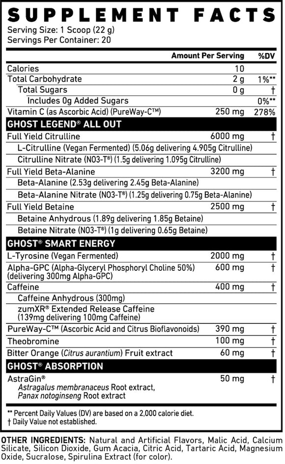 GHOST LEGEND ALL OUT Pre Workout|Pre Workout|Bodyandfitness.com