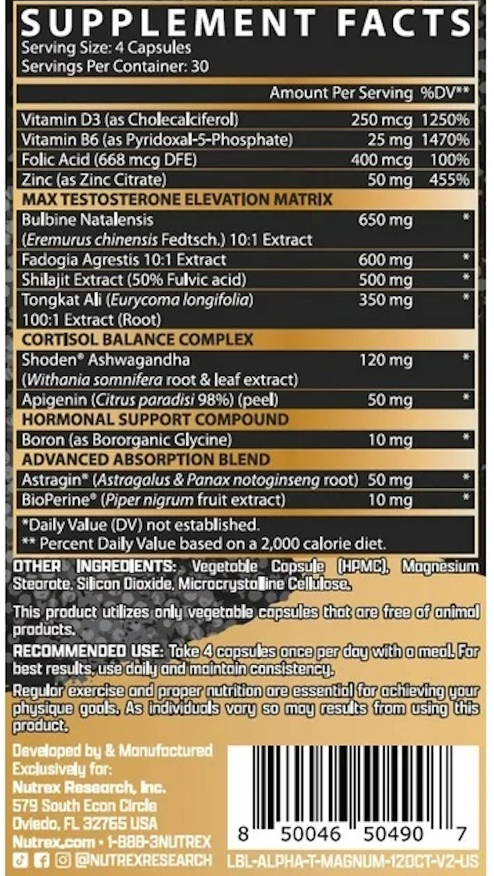 Nutrex Alpha-T Maximum 120 Capsules|Test Booster|Bodyandfitness.com