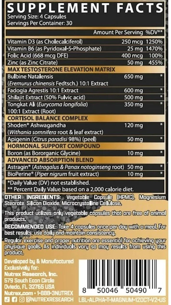 Nutrex Alpha-T Maximum 120 Capsules|Test Booster|Bodyandfitness.com