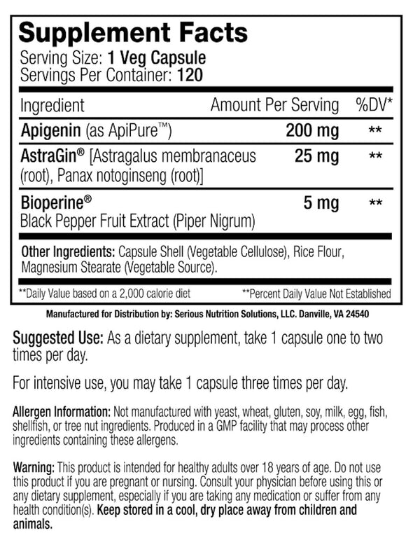 Serious Nutrition Solutions SNS Apigenin XT 200 Mg - 120 Capsules