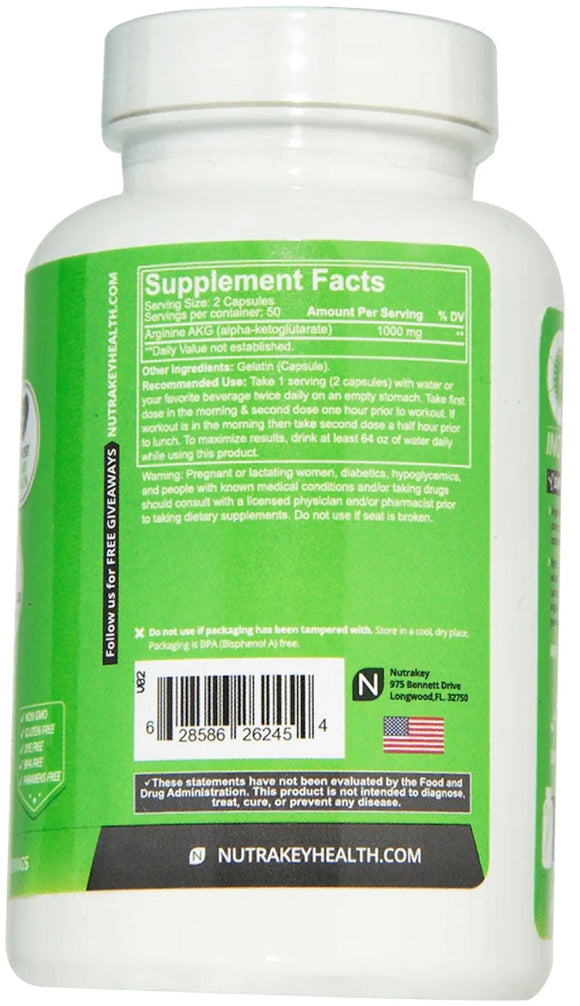 NutraKey Arginine AKG 100 Caps|Arginine|Bodyandfitness.com