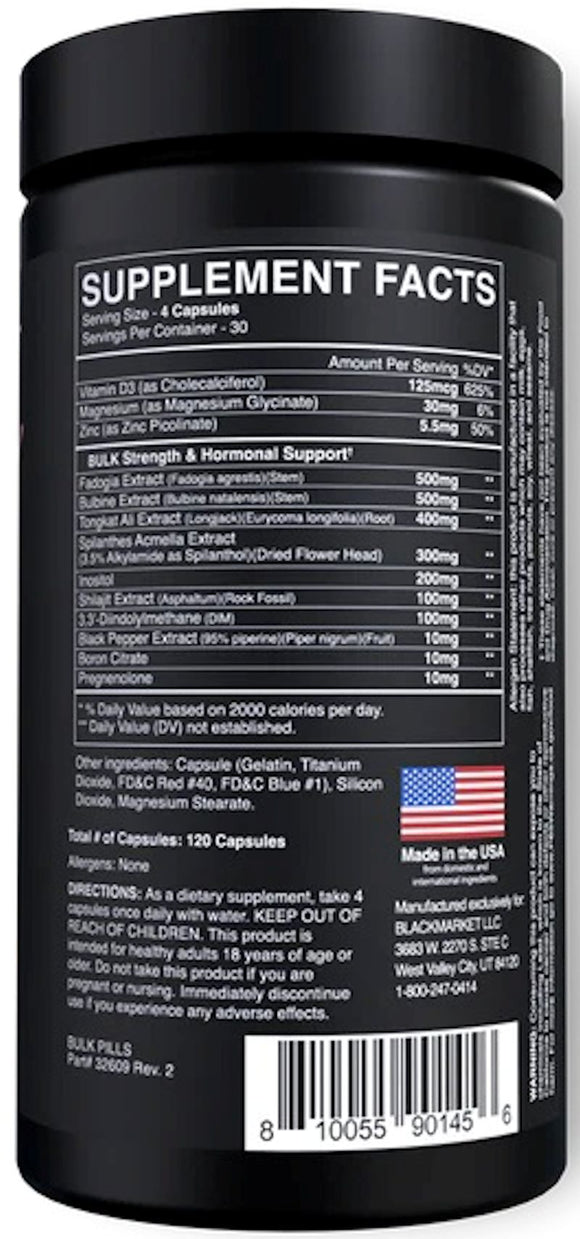 BlackMarket Bulk Pills 120 Capsules|Muscle Growth|Bodyandfitness.com