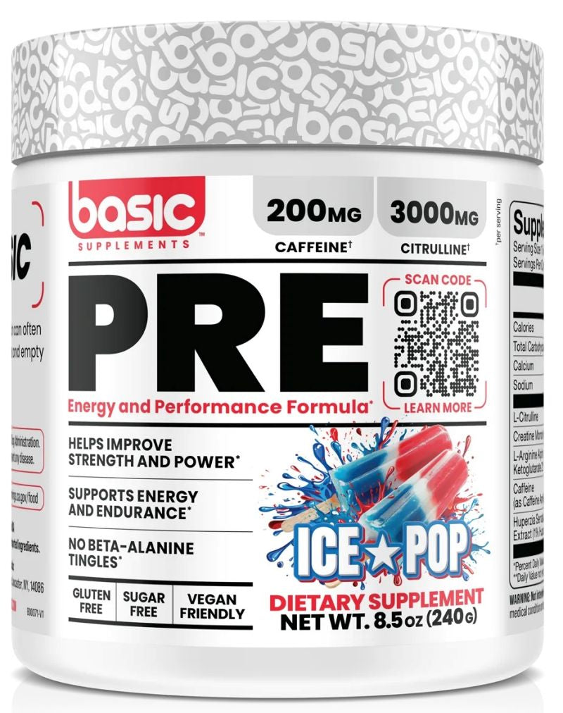 Basic Supplements Pre Ice Pop Flavor | Bodyandfitness.com