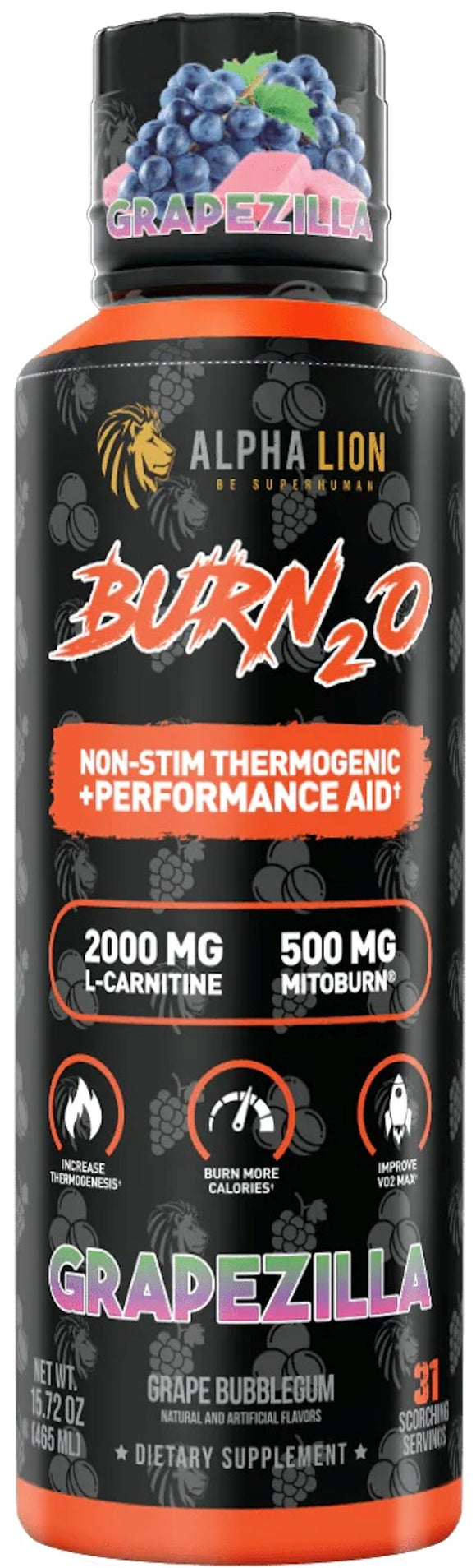 Alpha Lion Burn20 Liquid 31 Servings Grapezilla|Fat Burner|Bodyandfitness.com