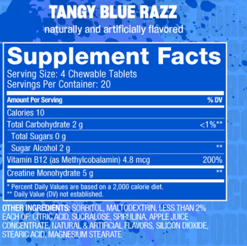MUTANT Creatine Bytz – Sugar Free Chewable Tabs Tangy Blue Razz ...