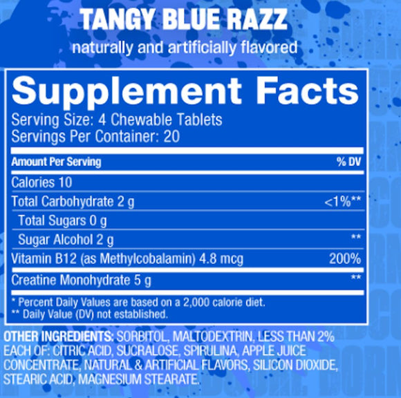 MUTANT Creatine Bytz – Sugar Free Chewable Tabs Tangy Blue Razz (Copy)|Creatine|Bodyandfitness.com