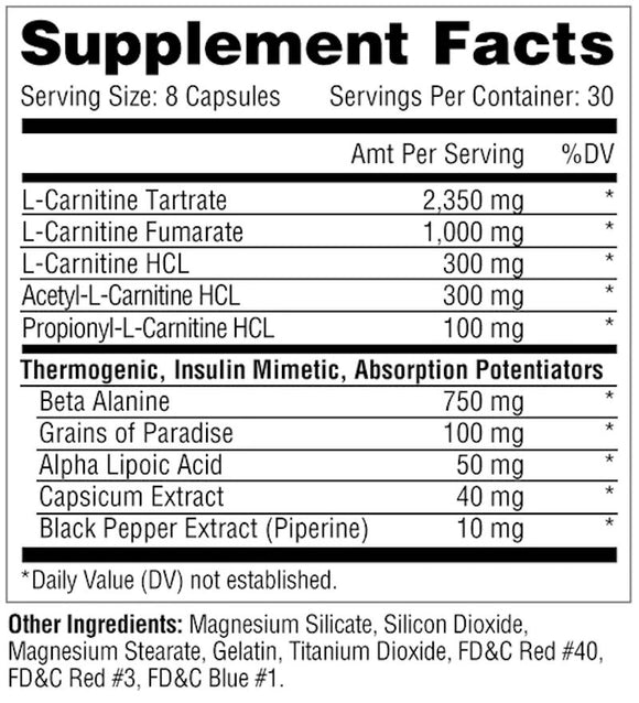 Metabolic Nutrition Carni-10 240 Capsules|Carnitine|Bodyandfitness.com