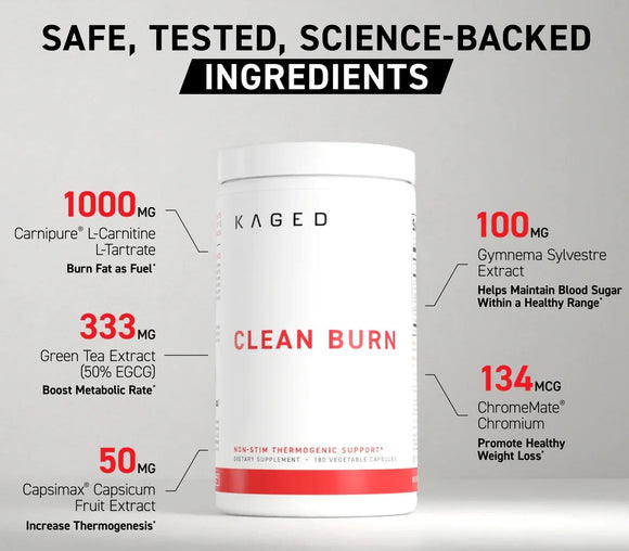 Kaged Clean Burn 180 Vegetable Capsules|Fat Burner|Bodyandfitness.com
