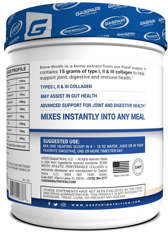 Gaspari Nutrition Bone Broth Collagen 30 servings|Collagen|Bodyandfitness.com