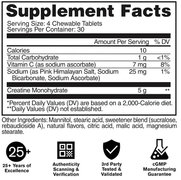 GAT SPORT Creatine Chews, Zero Sugar, Muscle Energy