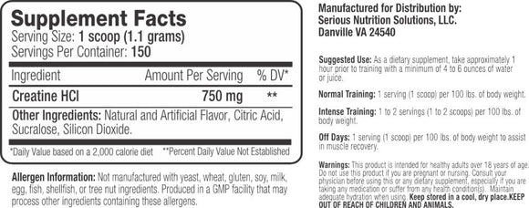 Serious Nutrition Solutions SNS Creatine HCI