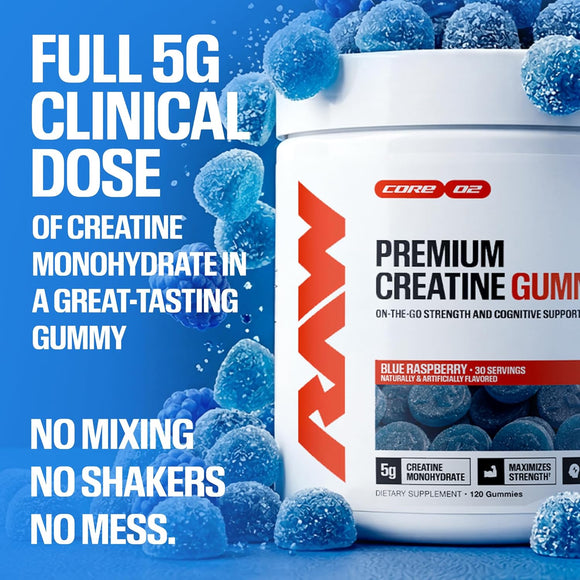 RAW Nutrition, Creatine Gummies, Strength & High-Intensity Performance|Creatine|Bodyandfitness.com
