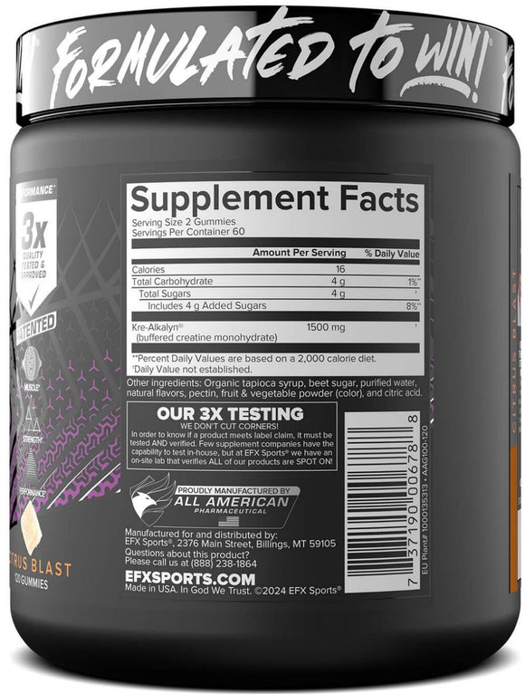 EFX Sports Kre-Alkalyn Creatine Gummies|creatine|Bodyandfitness.com