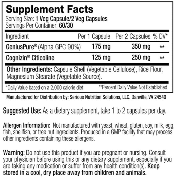 SNS Serious Nutrition Solutions Elite Choline|Memory|Bodyandfitness.com