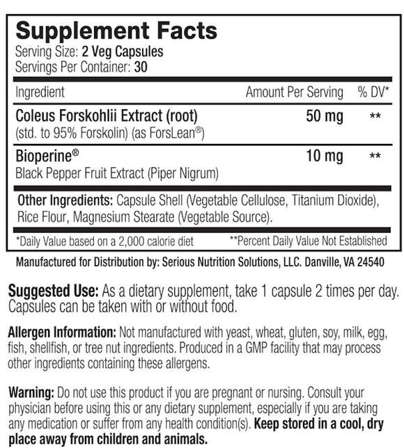 Serious Nutrition Solutions SNS Forskolin XT 60ct|Fat Burner|Bodyandfitness.com