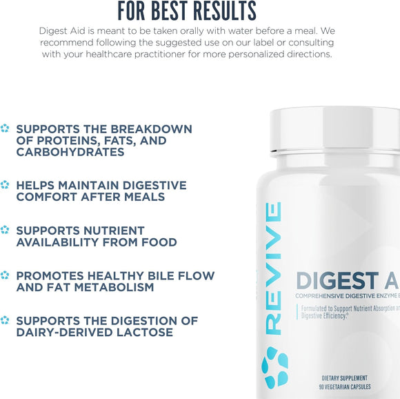Revive Digest Aid Digestive Support 90 Vegetarian Capsules|Digestion|Bodyandfitness.com