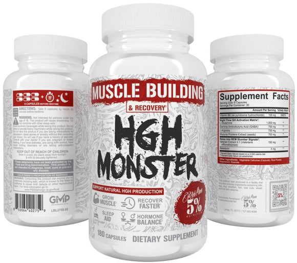 5% Nutrition, HGH Monster, Muscle Building, & Recovery, 180 Capsules