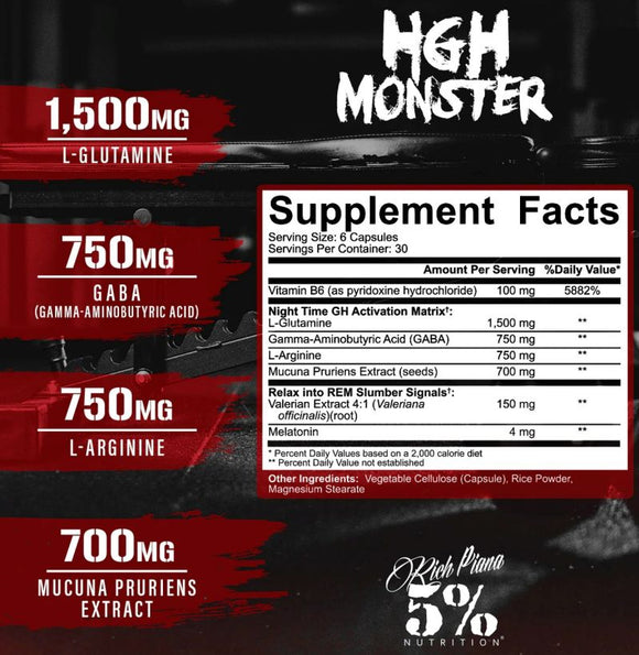 5% Nutrition, HGH Monster, Muscle Building, & Recovery, 180 Capsules