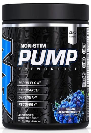 AN Supps Pump Non-Stim Pre-Workout Blue Raz|Pre Workout|Bodyandfitness.com