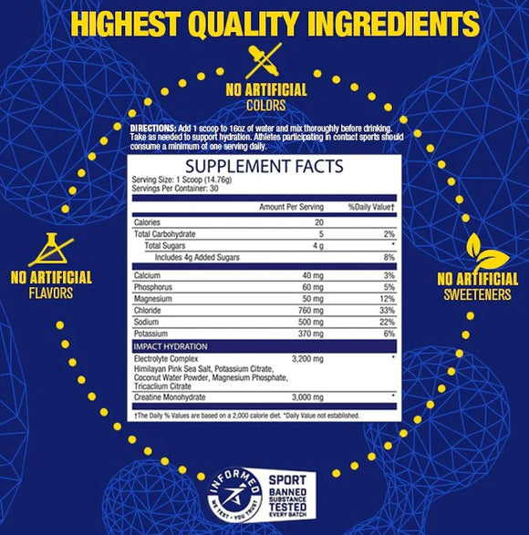 MHP Impact Hydration Electrolytes + Creatine Lemon Lime - 30 Servings