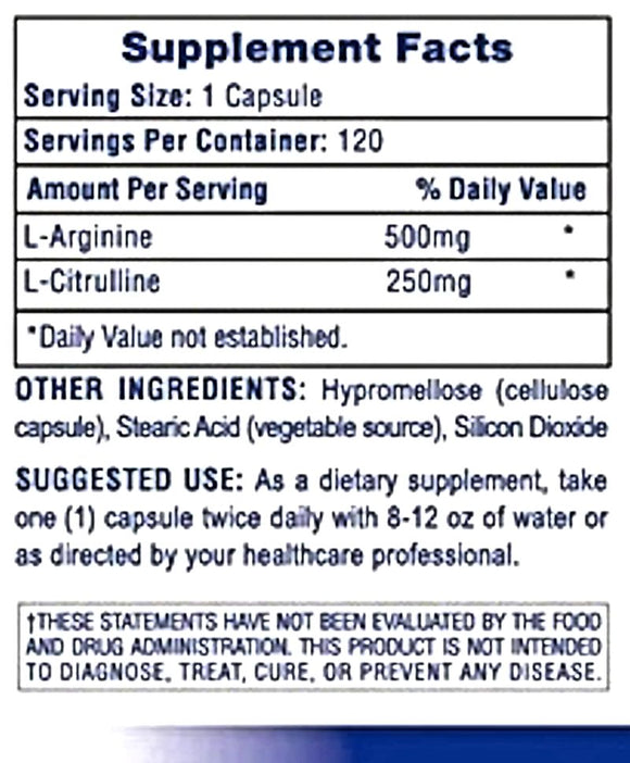 Hi-Tech Pharma L-Arginine + L-Citrulline 120 Capsules