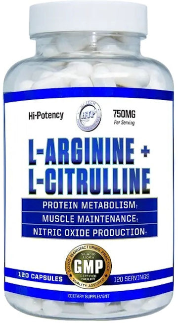 Hi-Tech Pharma L-Arginine + L-Citrulline 120 Capsules|Muscle Pump|Bodyandfitness.com