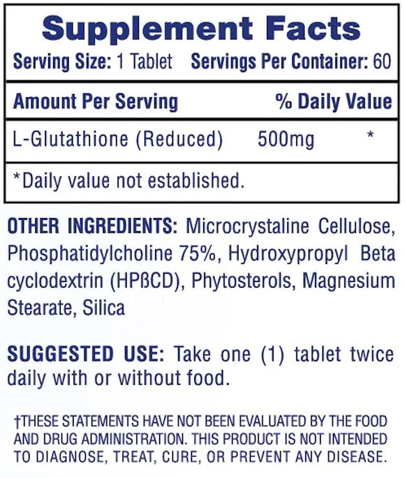 Hi-Tech Pharma L-Glutathione Advanced Antioxidant 500mg 60 Tabs