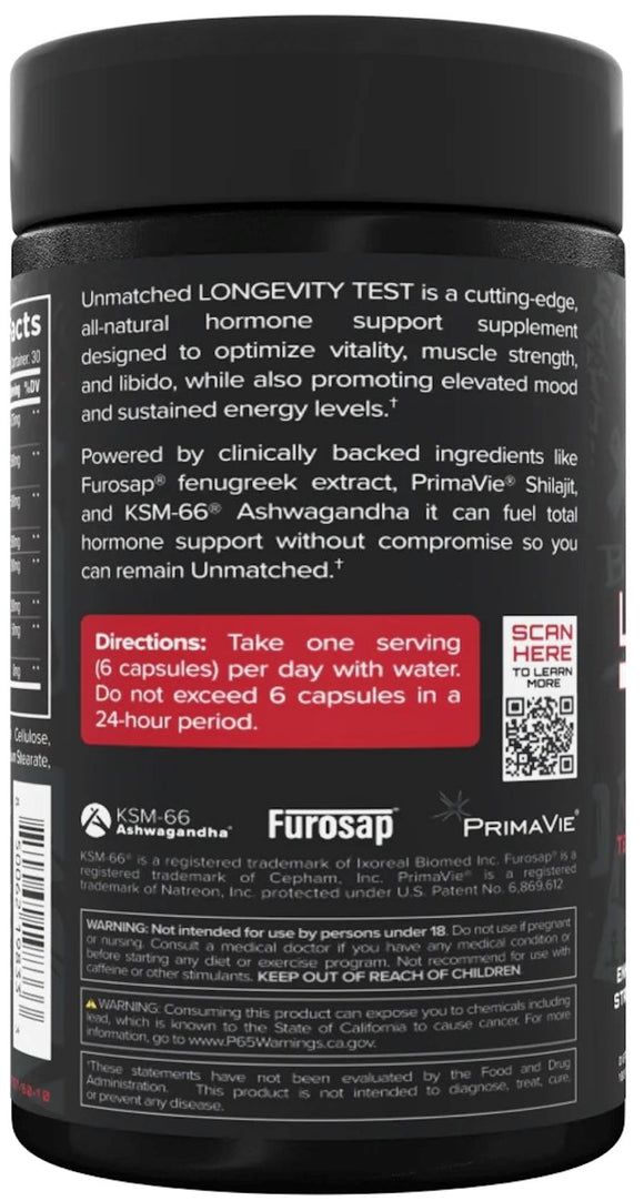 Unmatched Longevity Test 180 Caps|Test Booster|Bodyandfitness.com