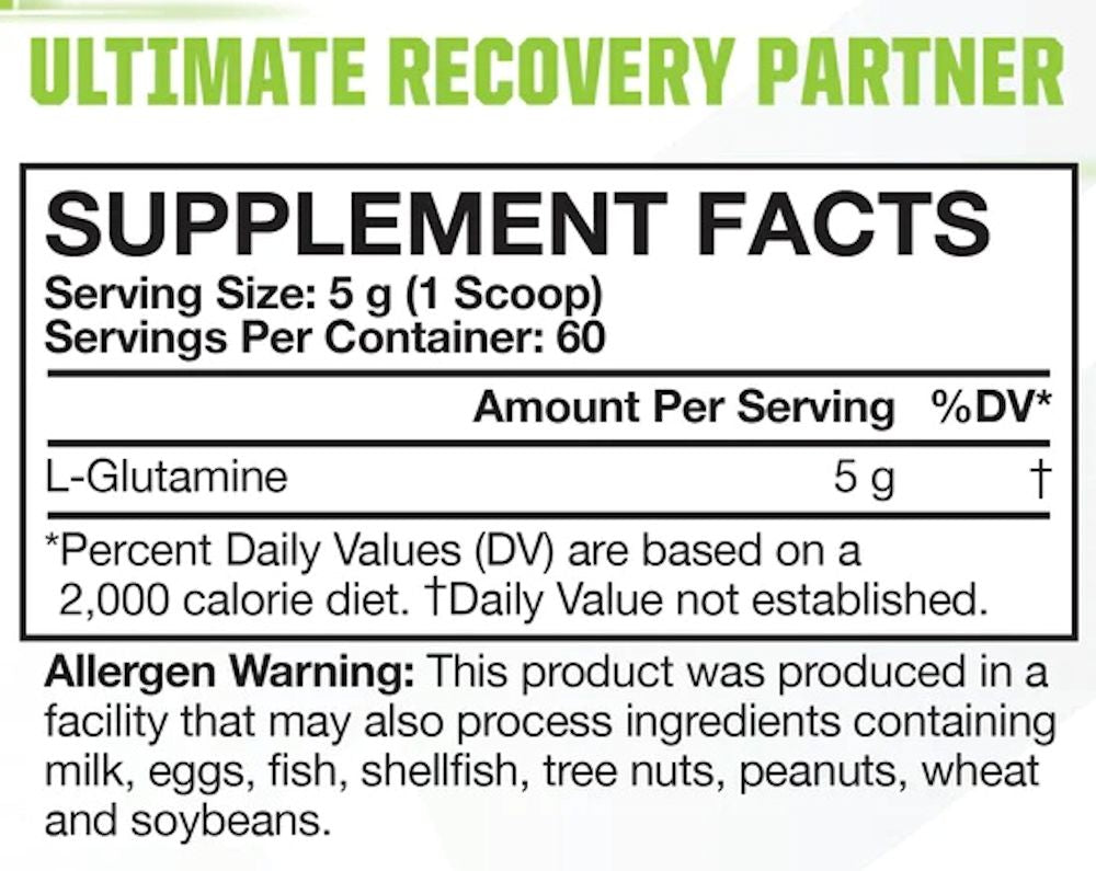 MusclePharm Glutamine 60 serving fact