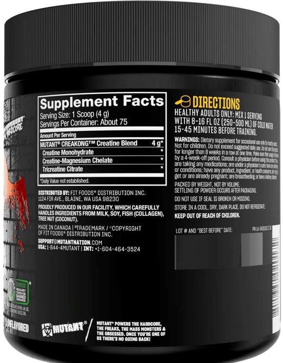 Mutant Creakong 3-Creatine Blend 75 Serving facr