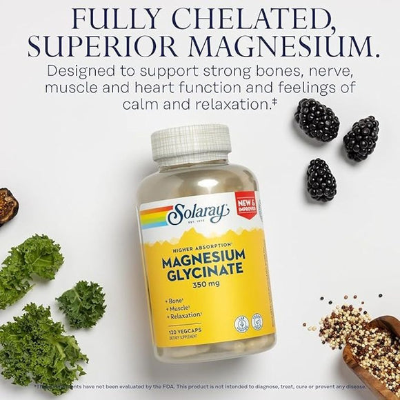 Solaray Magnesium Glycinate 120ct|Recovery|Bodyandfitness.com