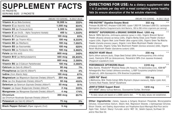 Myogenix MyoVite 44 packets|Multi Vitamin|Bodyandfitness.com