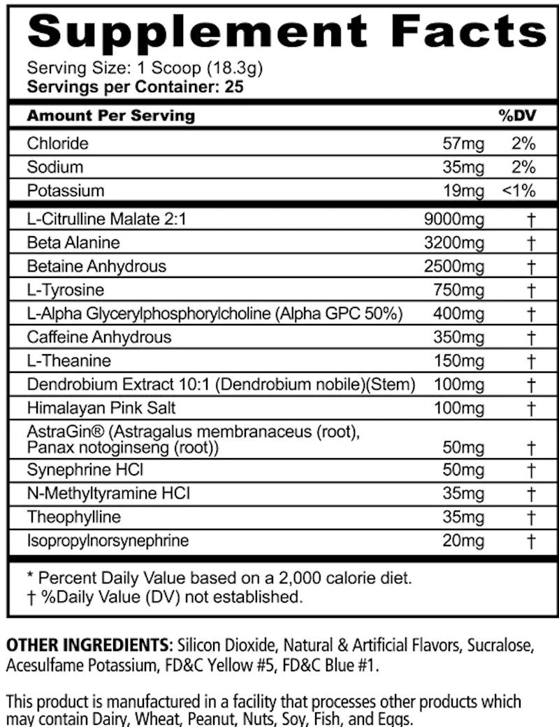 Panda Supps Pandamic Extreme Pre-Workout High Stim fact