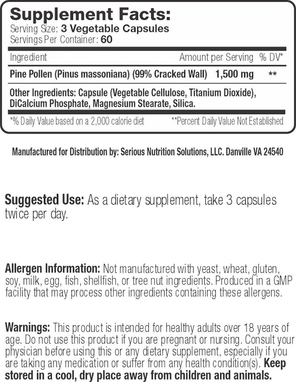 Serious Nutrition Solutions Pine Pollen Natural Test Booster|Test Booster|Bodyandfitness.com