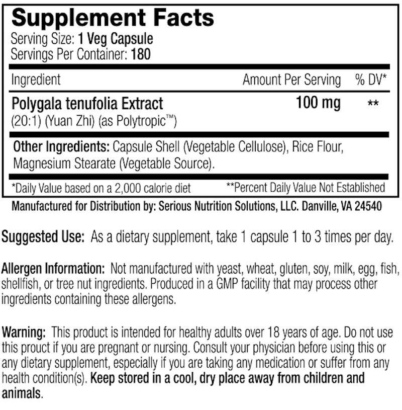 Serious Nutrition Solutions Polygala XT fact