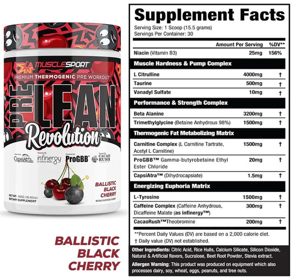 MuscleSport PreLean Revolution, Pre-workout, 30 Servings