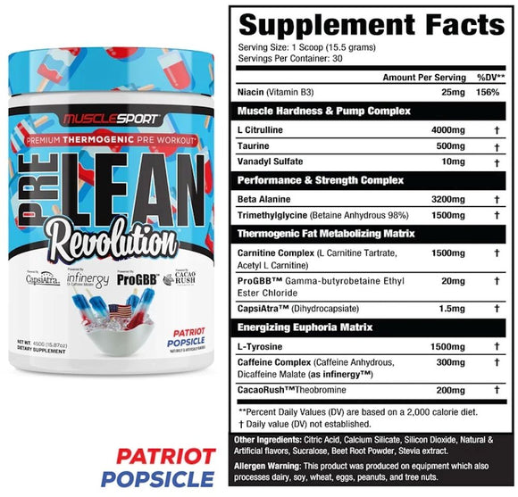 MuscleSport PreLean Revolution, Pre-workout, 30 Servings