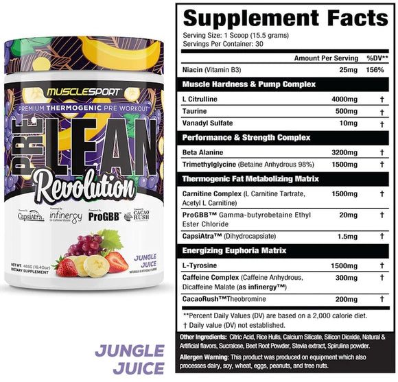 MuscleSport PreLean Revolution, Pre-workout, 30 Servings