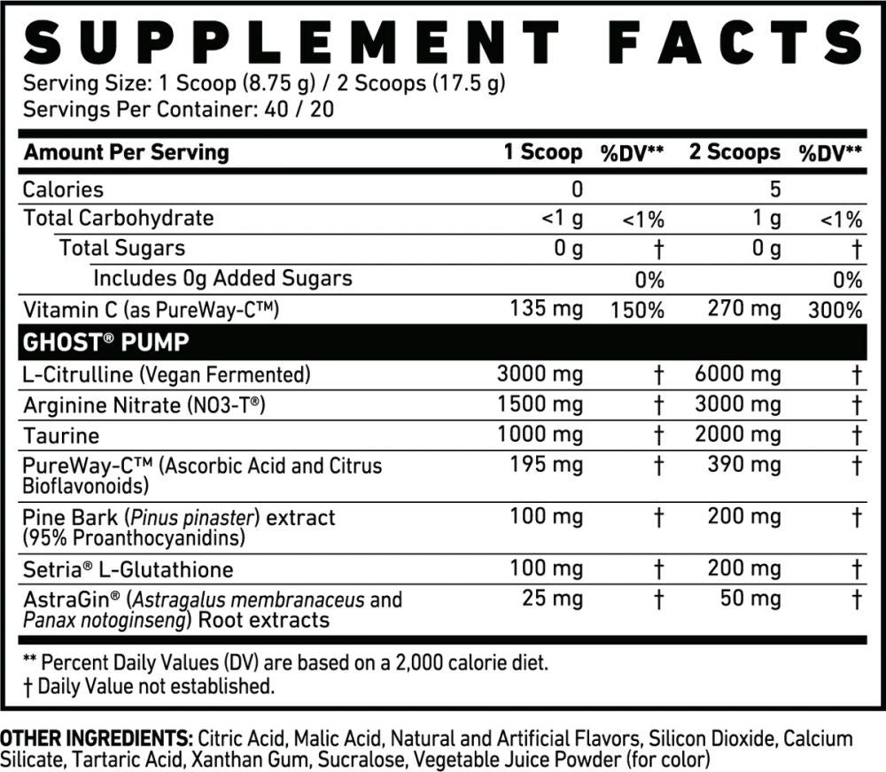 GHOST Pump Pre-Workout Stim-Free Sour Watermelon