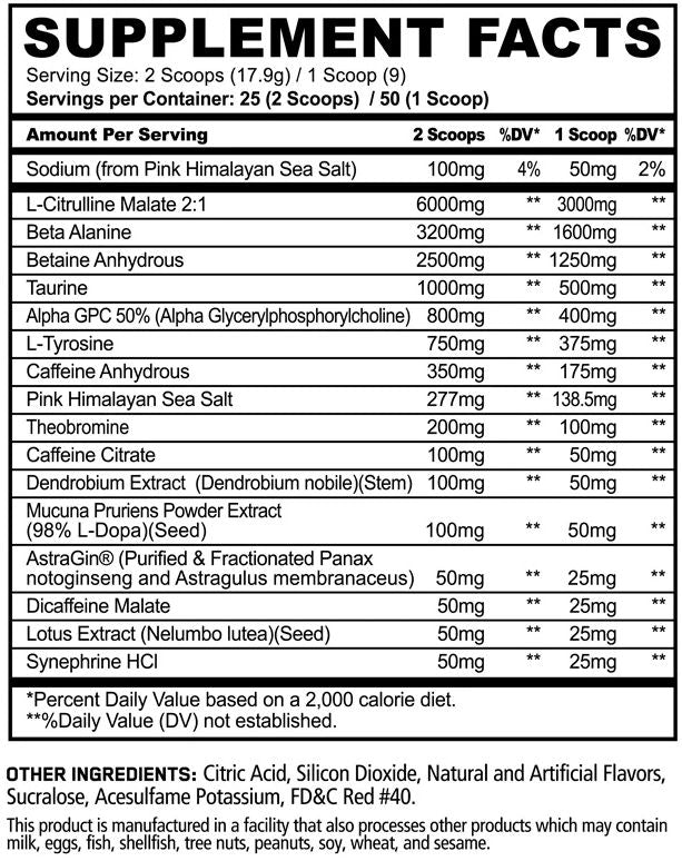 Panda Supps Rampage Extreme Pre-Workout fact