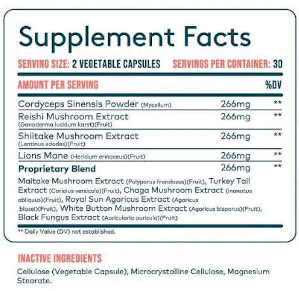 Revive 10X Mushroom Complex | 60 Veg-Caps fact