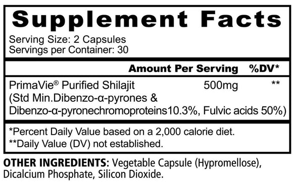 PANDA Shilaiit (PrimaVie Shilajit Extract - Fulvic Acid Complex 500 mg)|Muscle Builders|Bodyandfitness.com