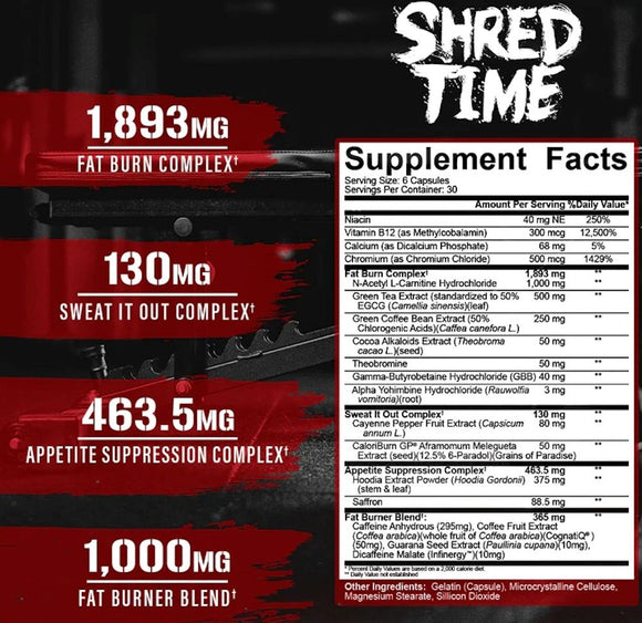 5% Nutrition Shred Time Fat Burner 180 Capsules