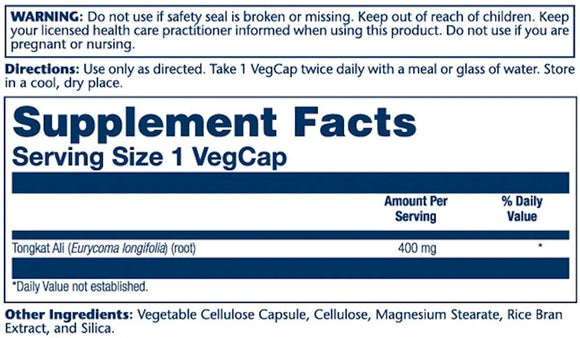 Solaray Tongkat Ali 400 mg, 60 VegCaps|Test Booster|Bodyandfitness.com
