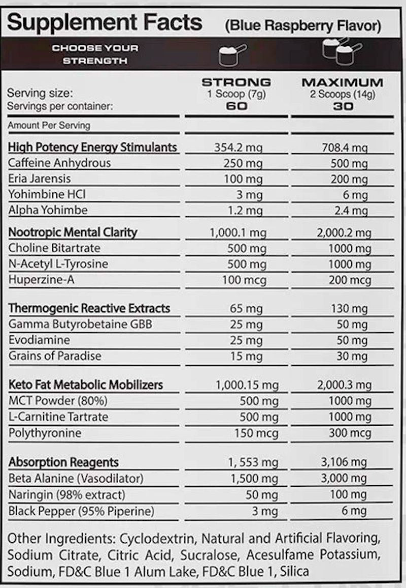 Metabolic Nutrition Synedrex Pre-Workout 60 Servings facts