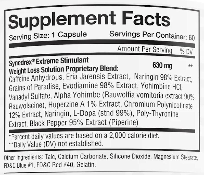 Synedrex Metabolic Nutrition 60 caps fact
