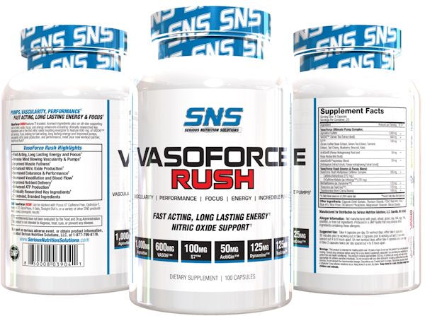 SNS Serious Nutrition Solutions Vasoforce Rush3 bottles 