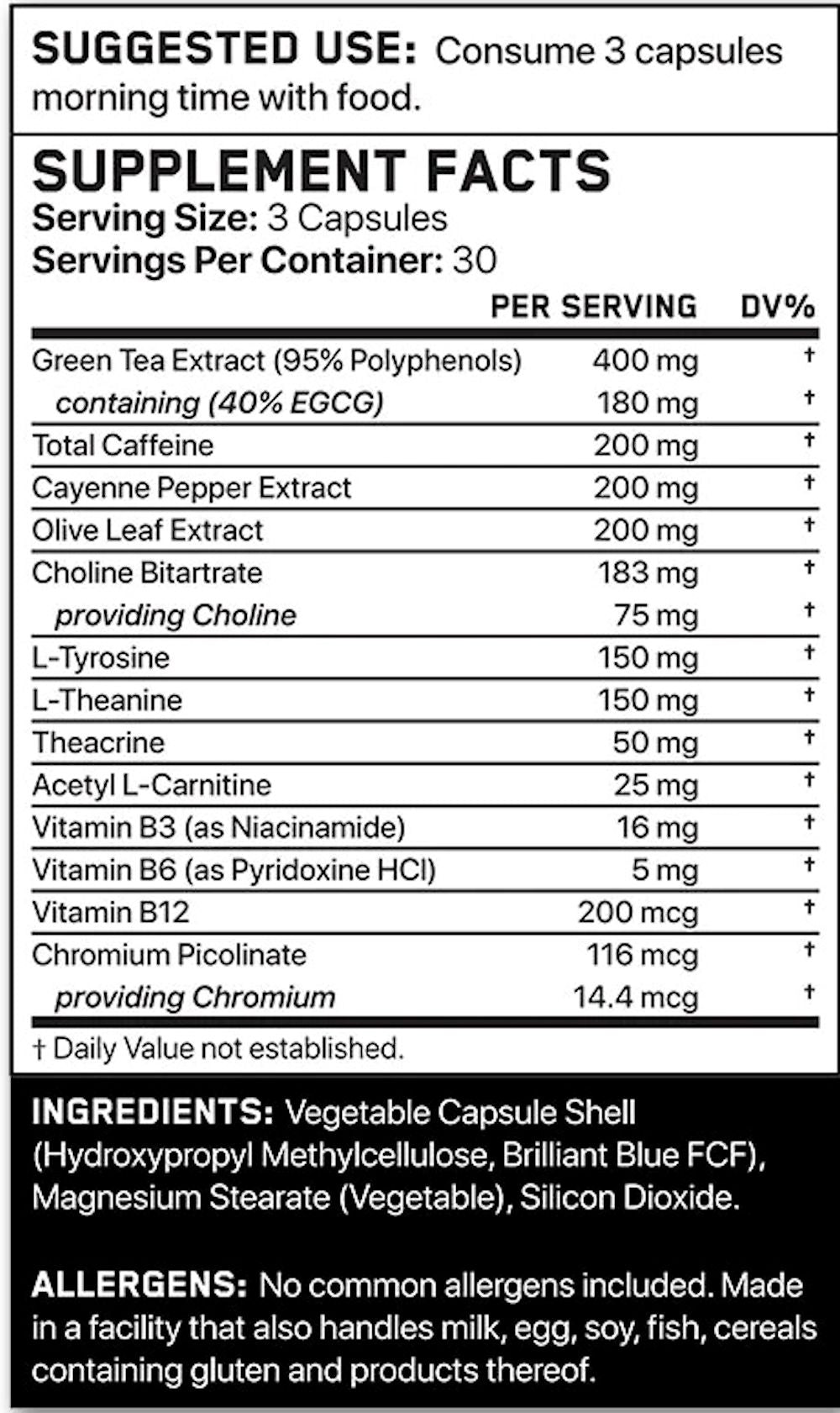 ABE Shred-X Extreme Thermogenic 90 Veggie Capsules fact