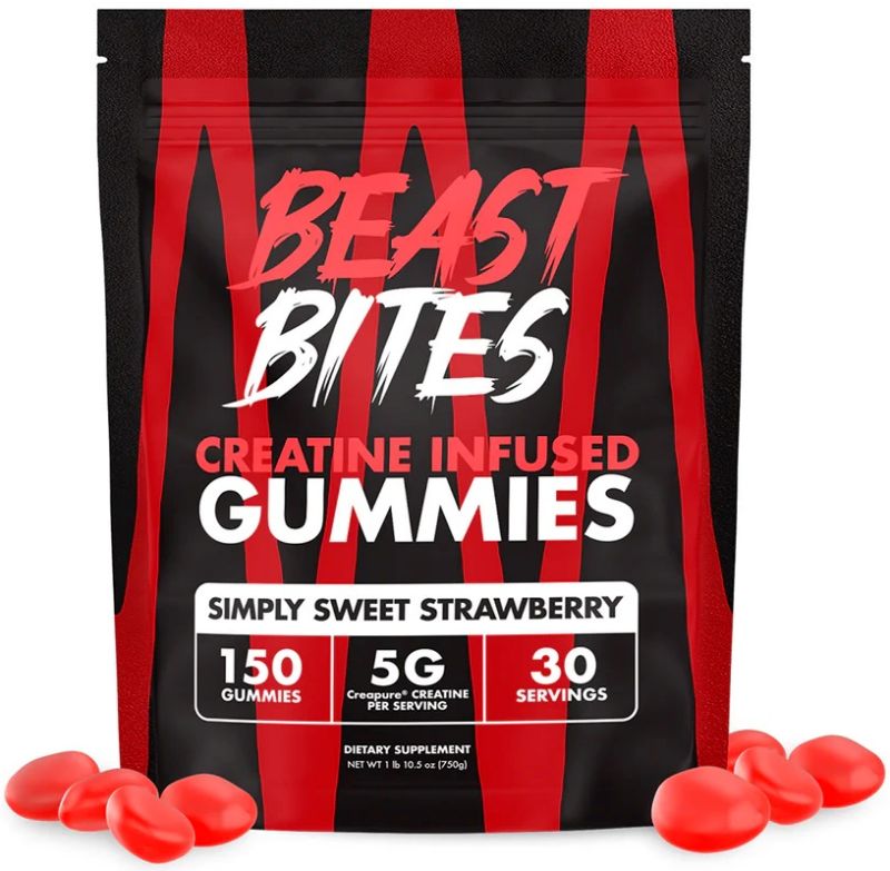 Beast Bites Creatine Gummies 150 ct straw