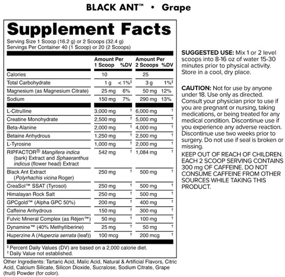 Bucked Up Black Ants Pre-Workout Grape|Pre Workout|Bodyandfitness.com